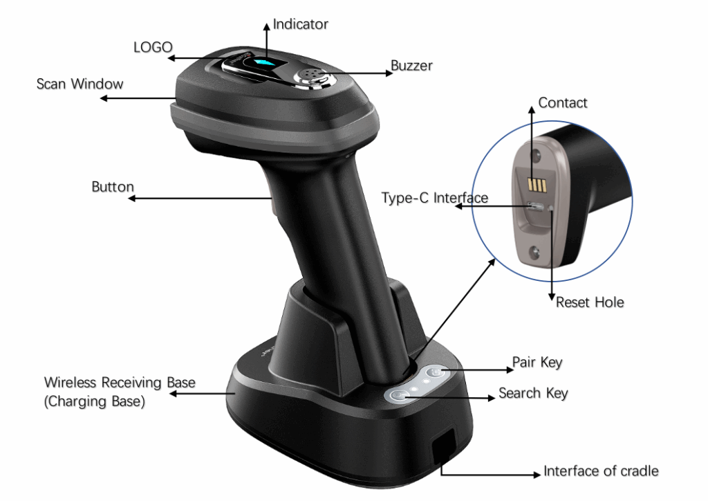 A-9533BTN Bluetooth 2D Barcode Scanner